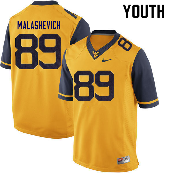 NCAA Youth Graeson Malashevich West Virginia Mountaineers Gold #89 Nike Stitched Football College Authentic Jersey XF23C27JY